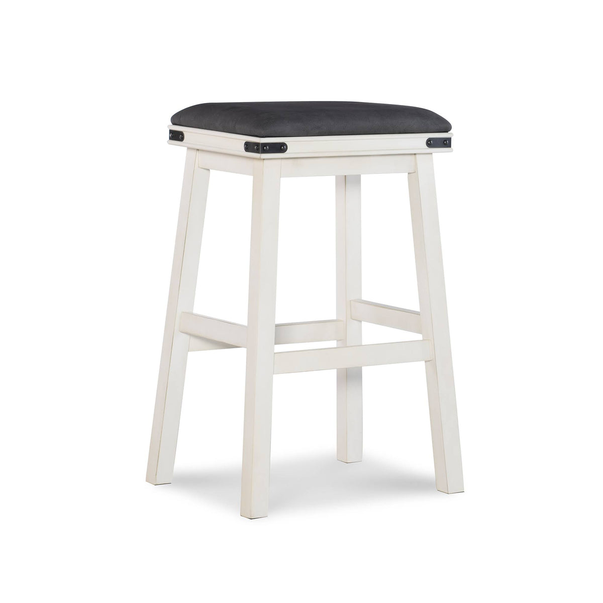 Black and White Wooden Barstool with Leatherette Seat X5557