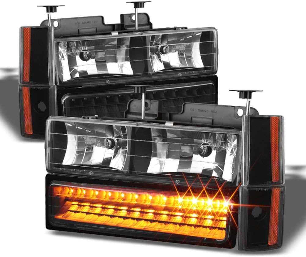 Headlights with Corner and LED Bumper Light for Chevy Silverado C10 Suburban GMC Sierra E3148