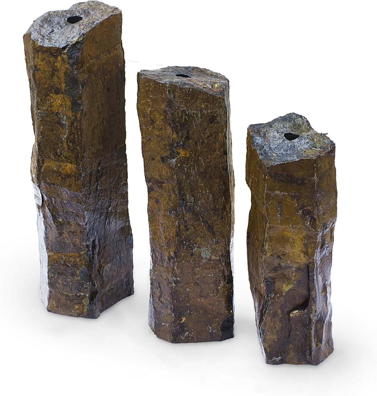 Set of 3 Basalt Stone Fountain Columns T3965