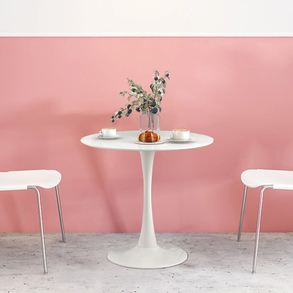 Round Pedestal Dining Table White S169