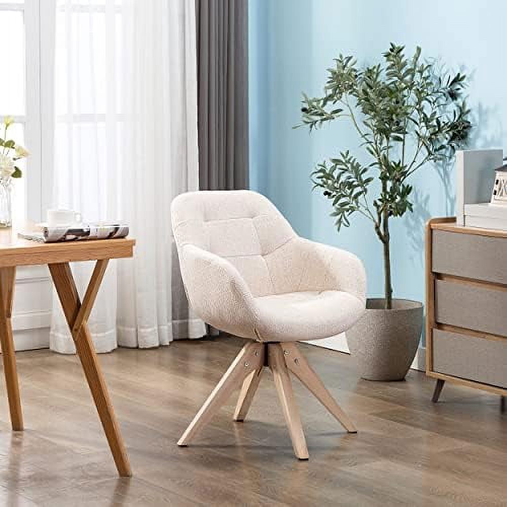 Mid Century Modern Swivel Fabric Accent Chair with Oak Wood Legs W5786