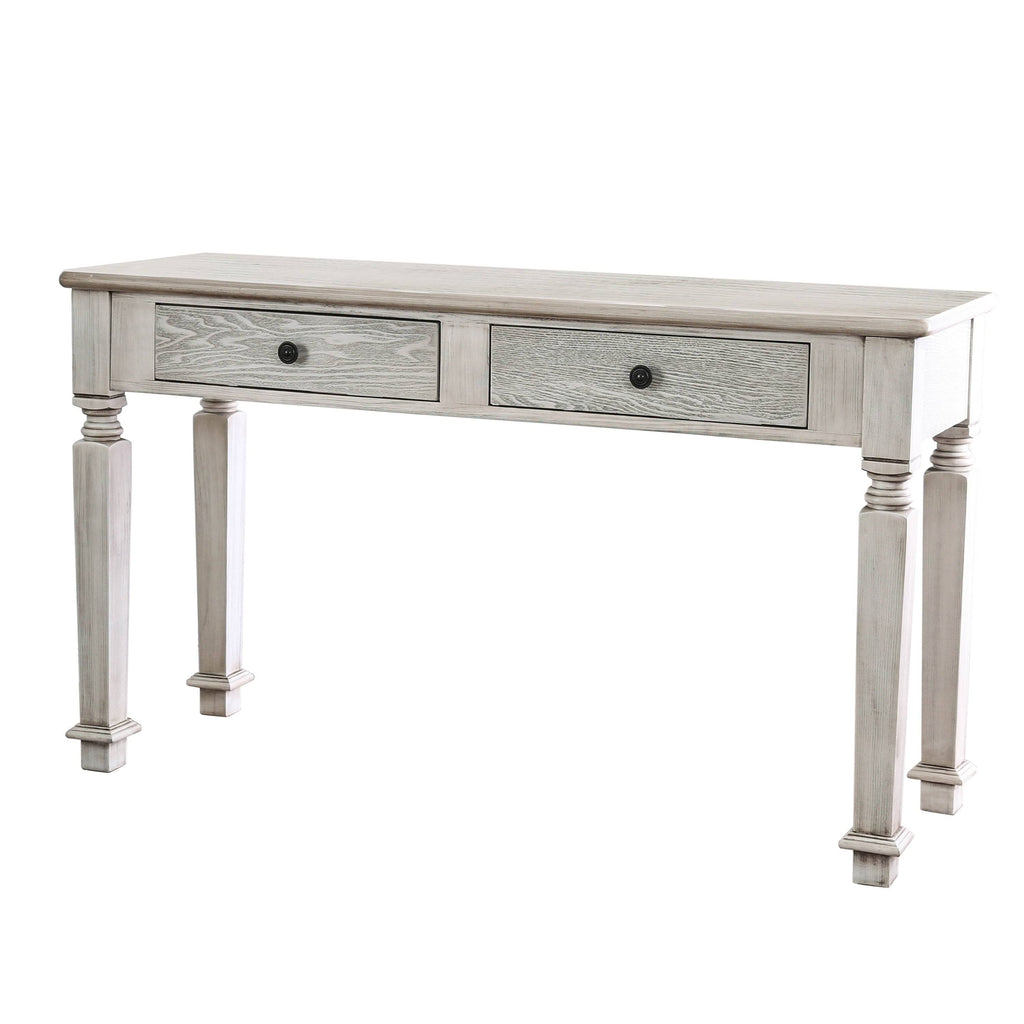 White 52-Inch Solid Wood 2-Drawer Sofa Table M5092