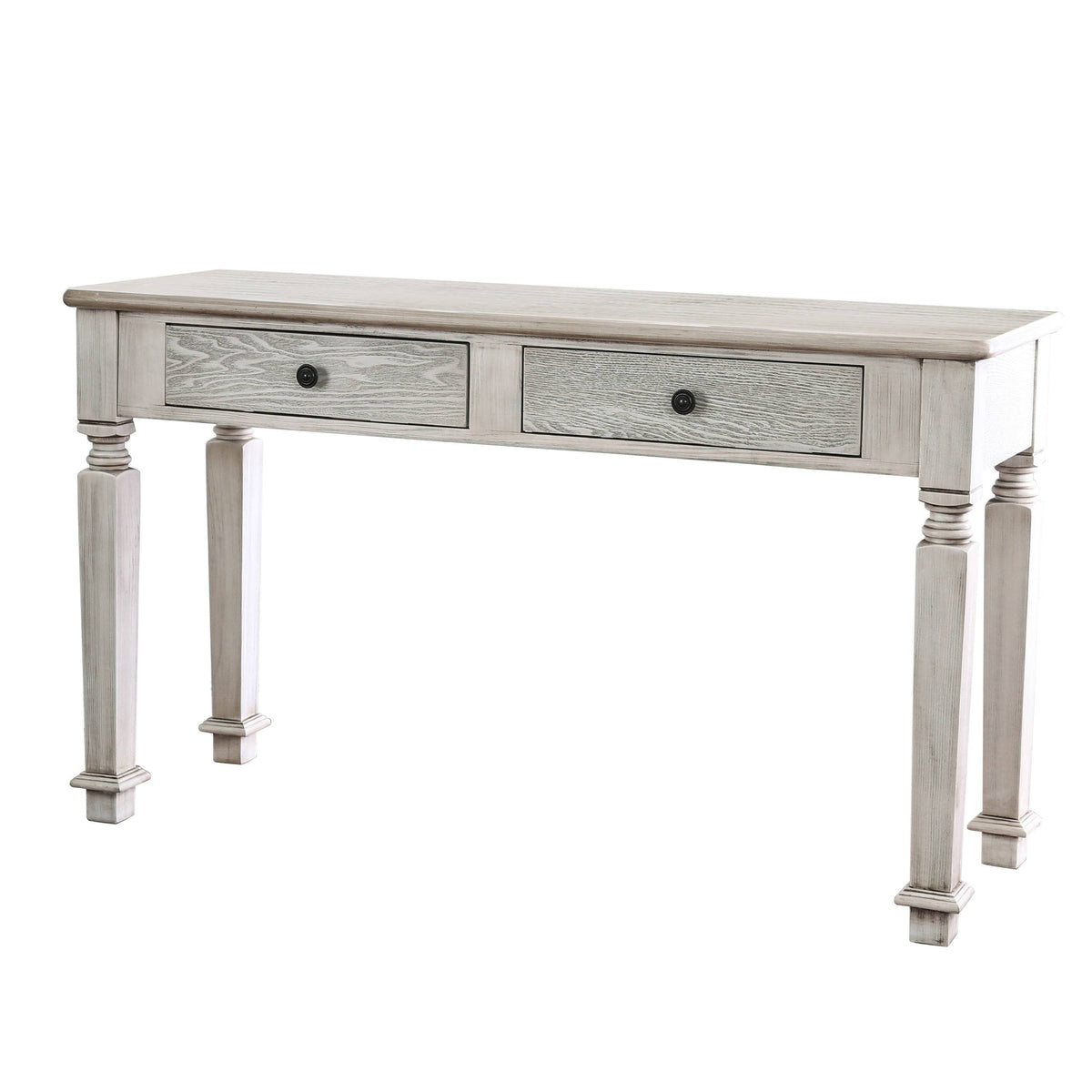White 52-Inch Solid Wood 2-Drawer Sofa Table M5092
