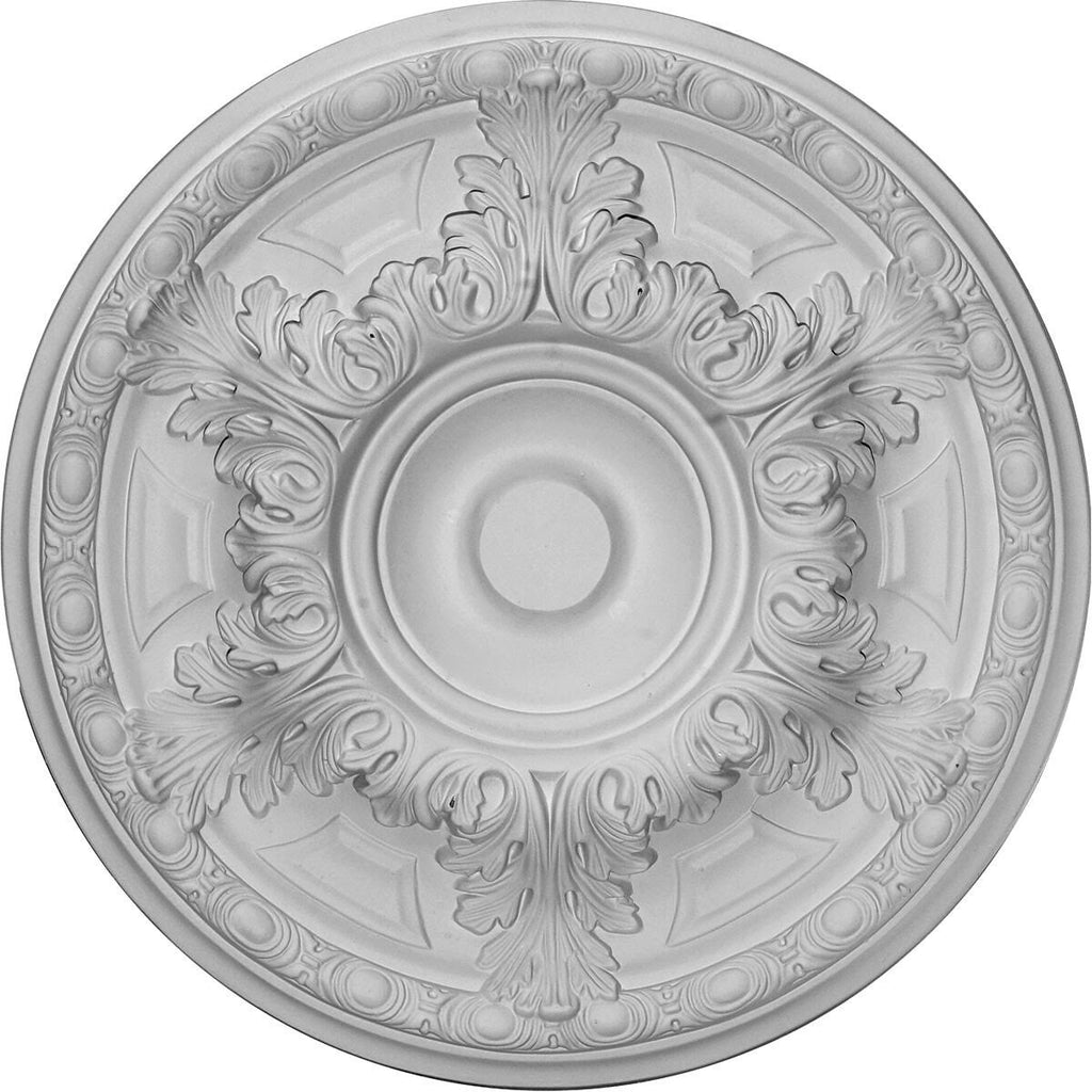 19 inch x 1 1/2 inch Hand-Painted White Crackle Ceiling Medallion B319