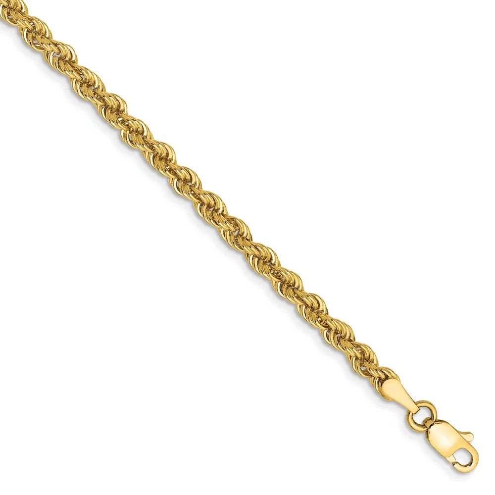 14kt Yellow Gold 3mm Rope Chain 9 inch Lobster Clasp S810436