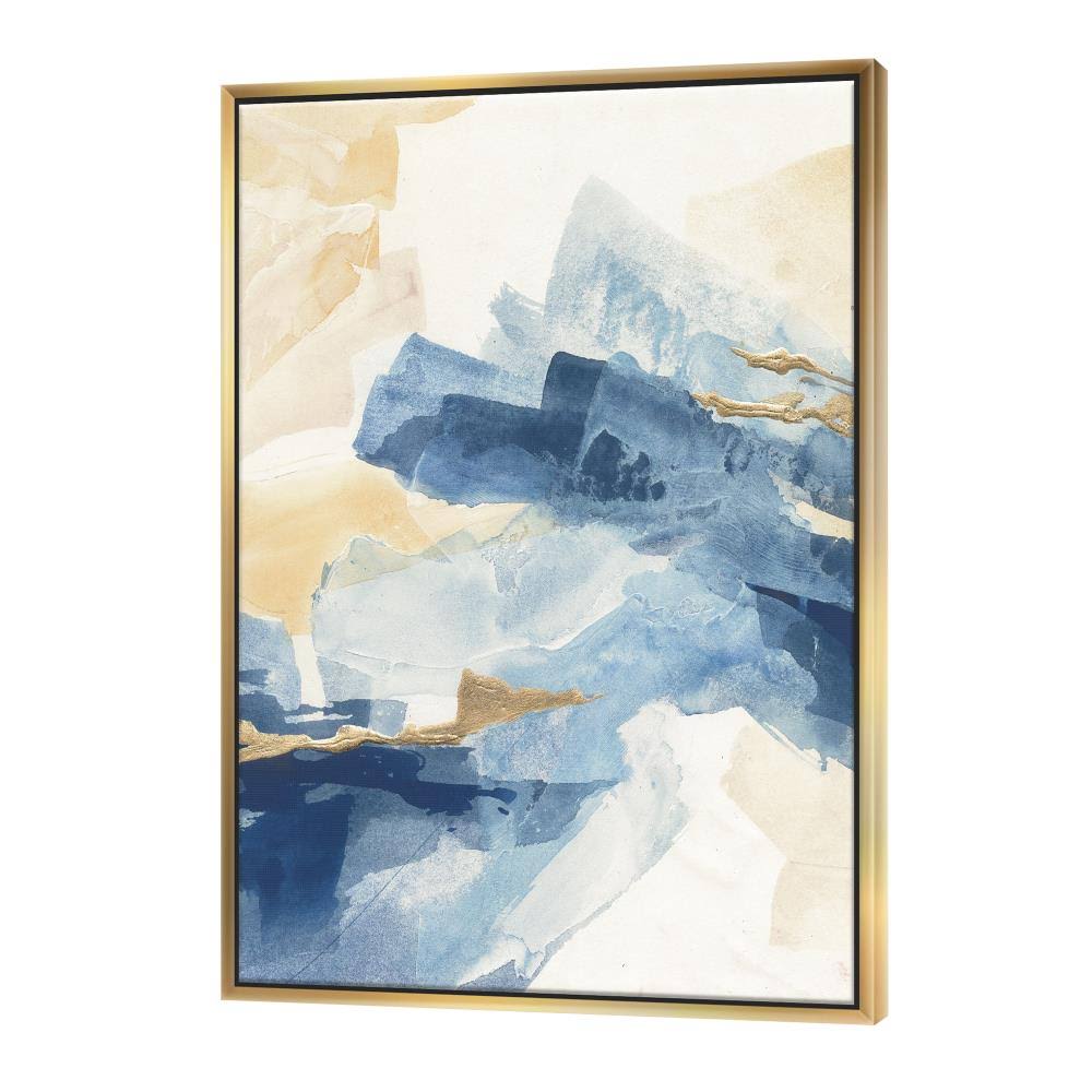 Metallic Gold Indigo II Framed Canvas, 30 inch x 40 inch, Blue C7224