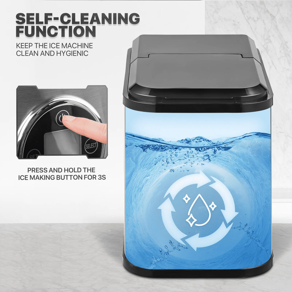Countertop Portable Ice Maker Machine with Ice Scoop and Basket, Black R728