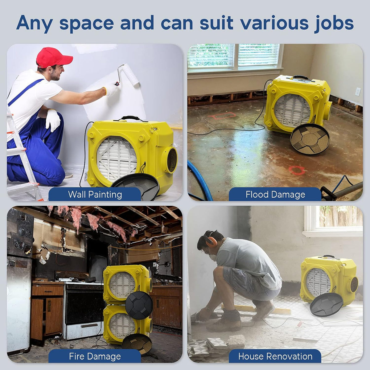 Yellow Heavy Duty Air Scrubber with 3 Stage Filtration S6885