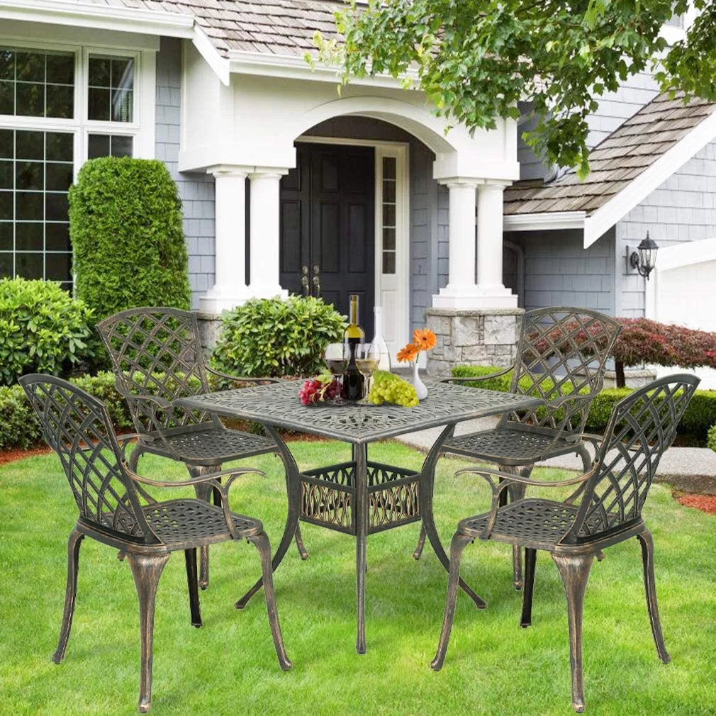 Outdoor Dining Table Set with 4 Wrought Iron Chairs G1297