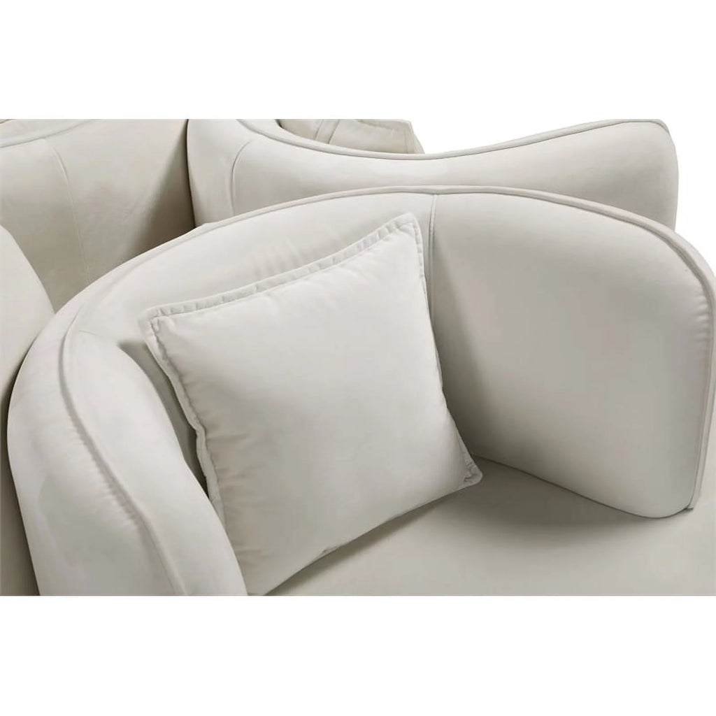 Cream Velvet Roundabout Sofa with Gold Iron Legs G7458
