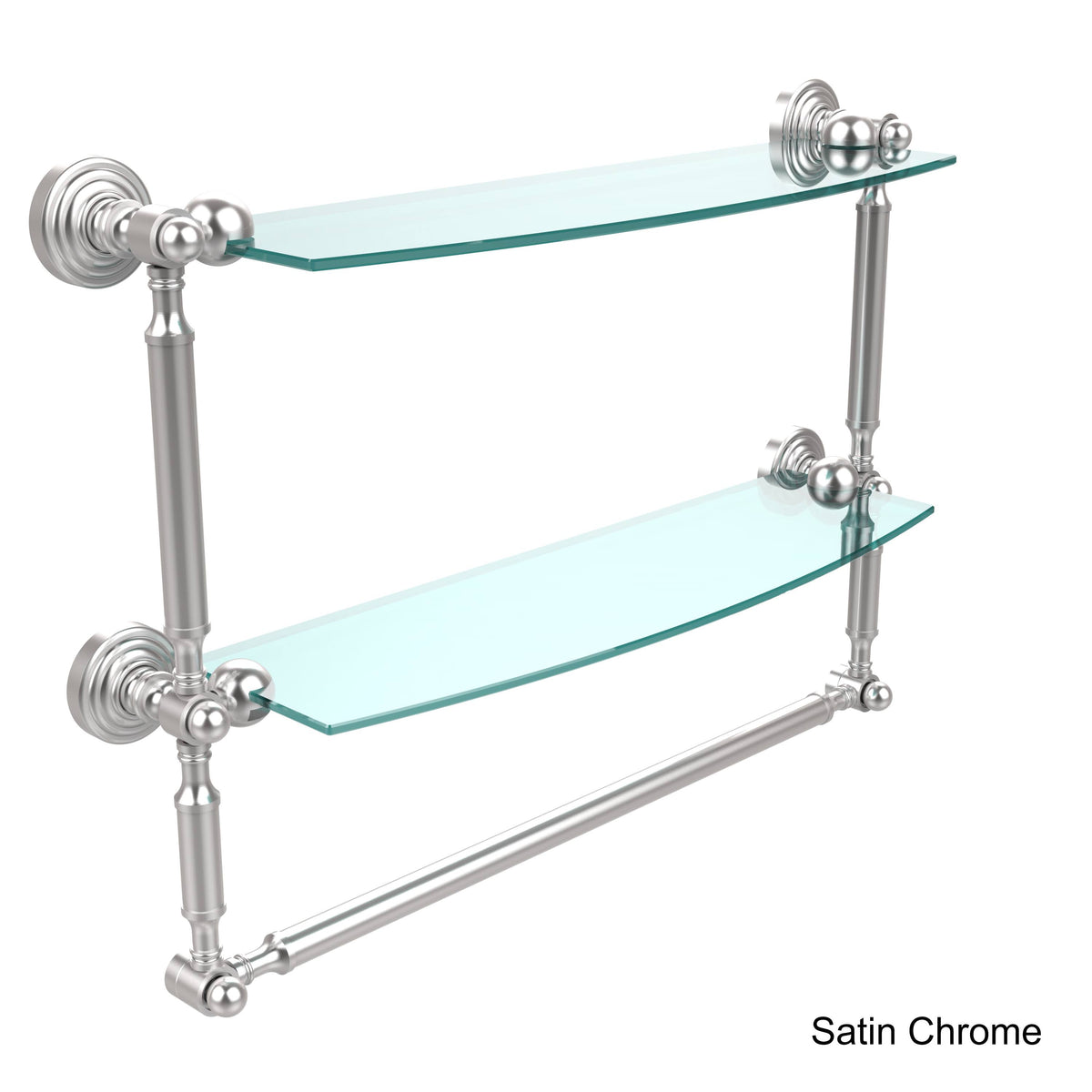 Two Tiered Glass Shelf with Towel Bar - Venetian Bronze - 18 inch F580336