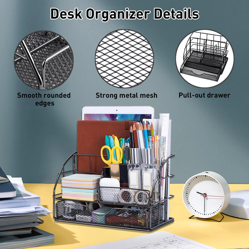 Black 3 Pcs Desk Organizer with Drawer T10129