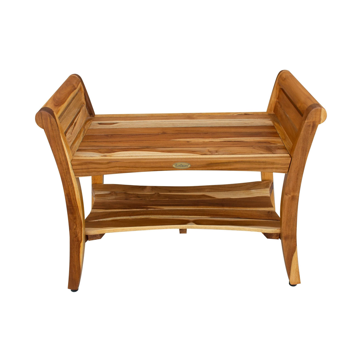 Solid Teak Shower Bench with Shelf E72644