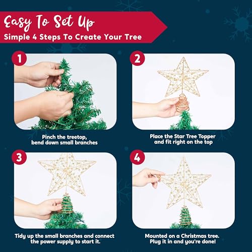 9.5inch Metal Beaded Star Tree Topper A9434