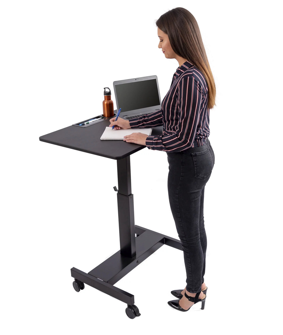Adjustable Height Single Column Rolling Standing Desk G368