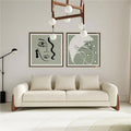 Cream Fabric & Walnut Wood Sofa O66857