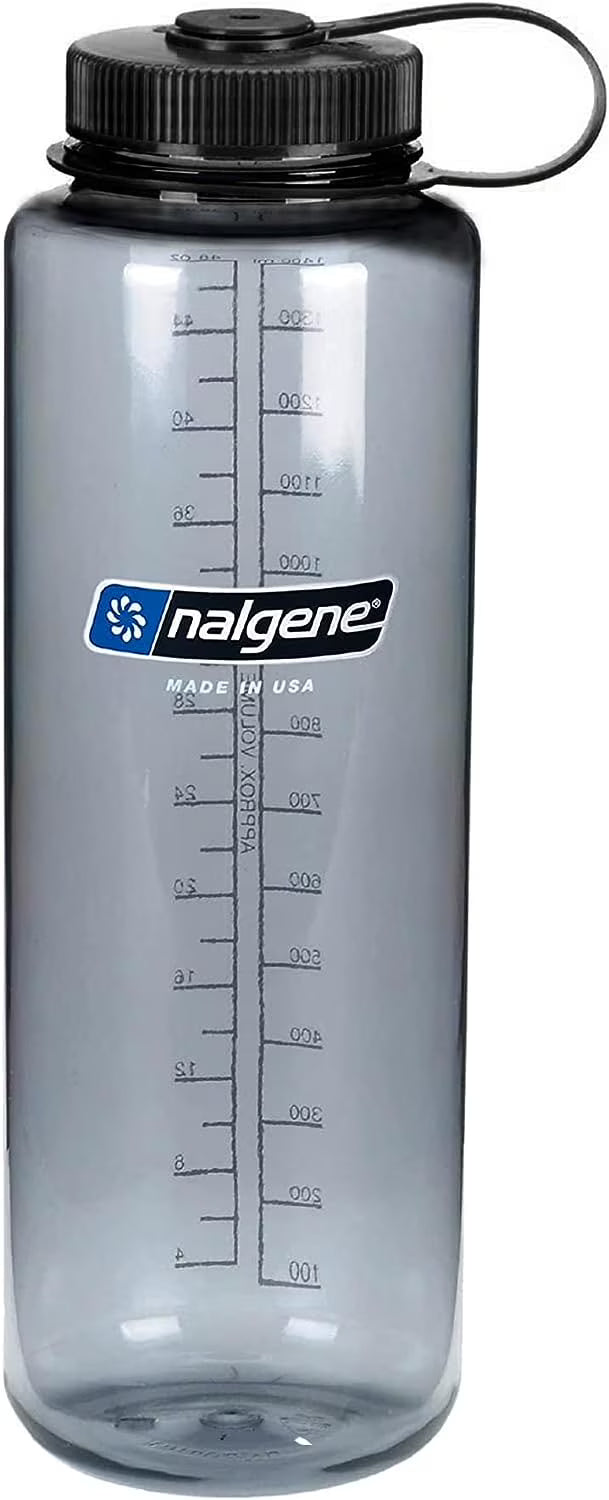 48 Oz Gray Tritan Wide Mouth Water Bottle with Black Lid U903118