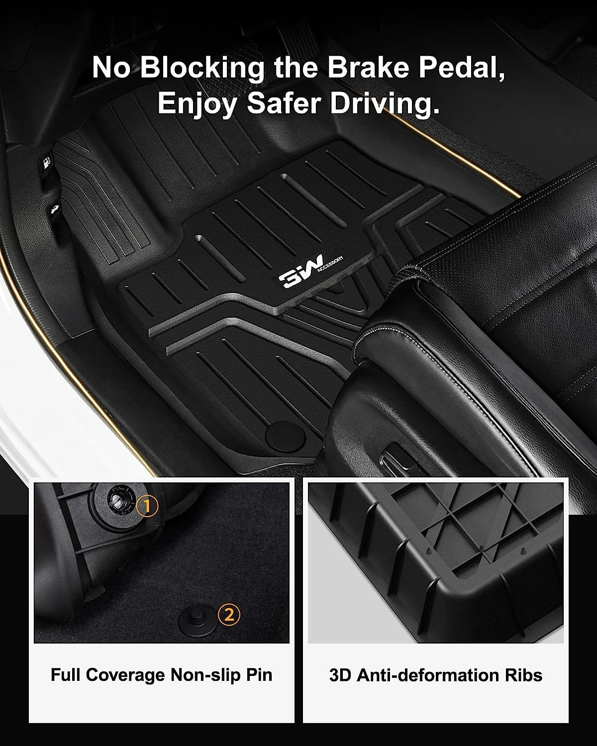 Black TPE All Weather Floor Mats and Cargo Liner M3889