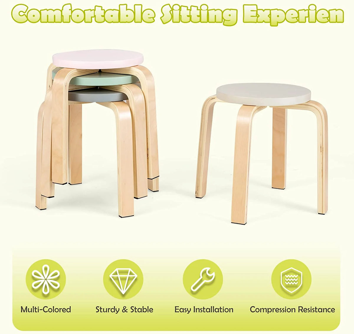 Kids Wooden Table and Stool Set, 5-Piece A1509