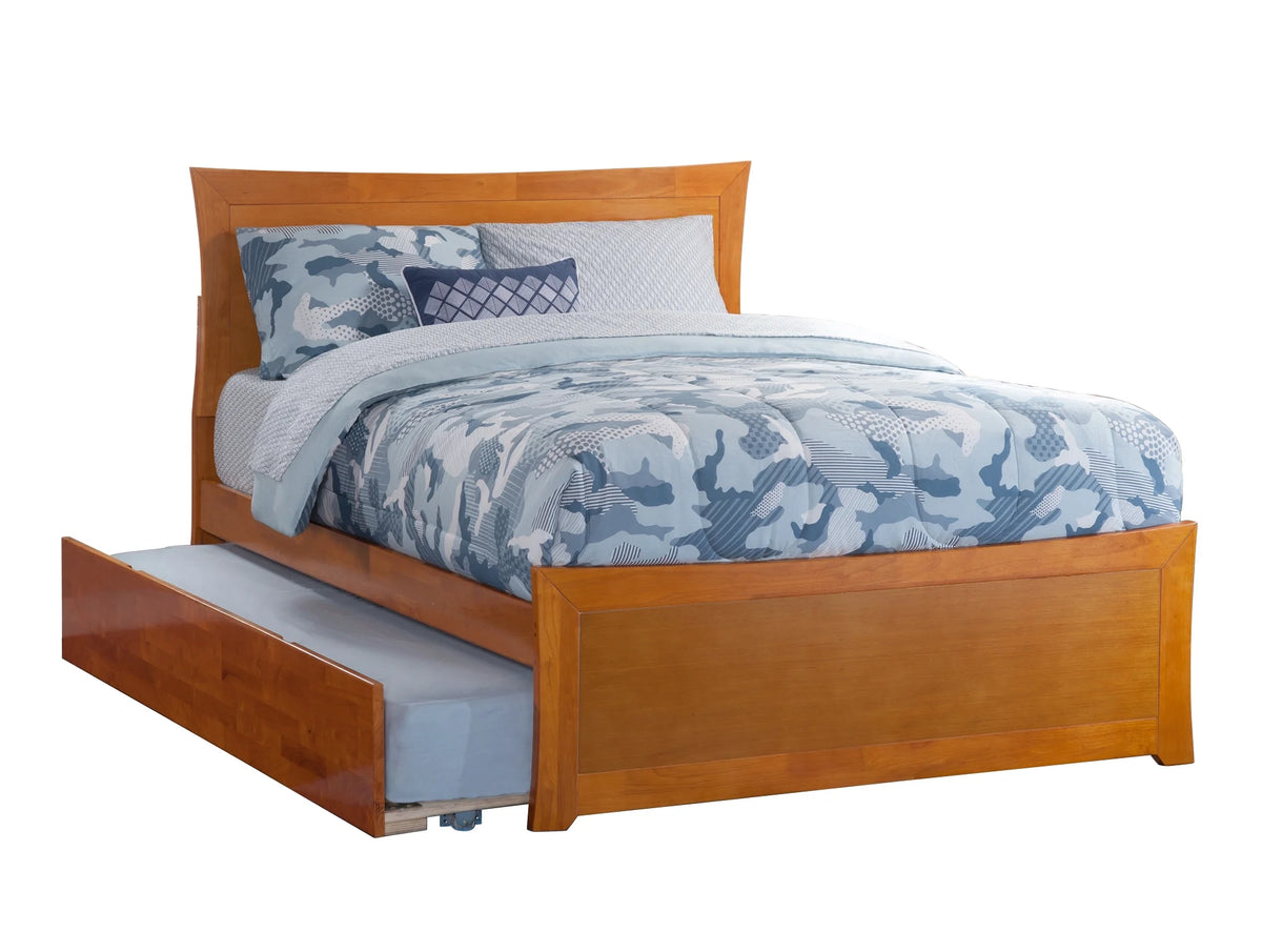 Caramel Full Platform Bed with Twin Size Trundle Bed U949491