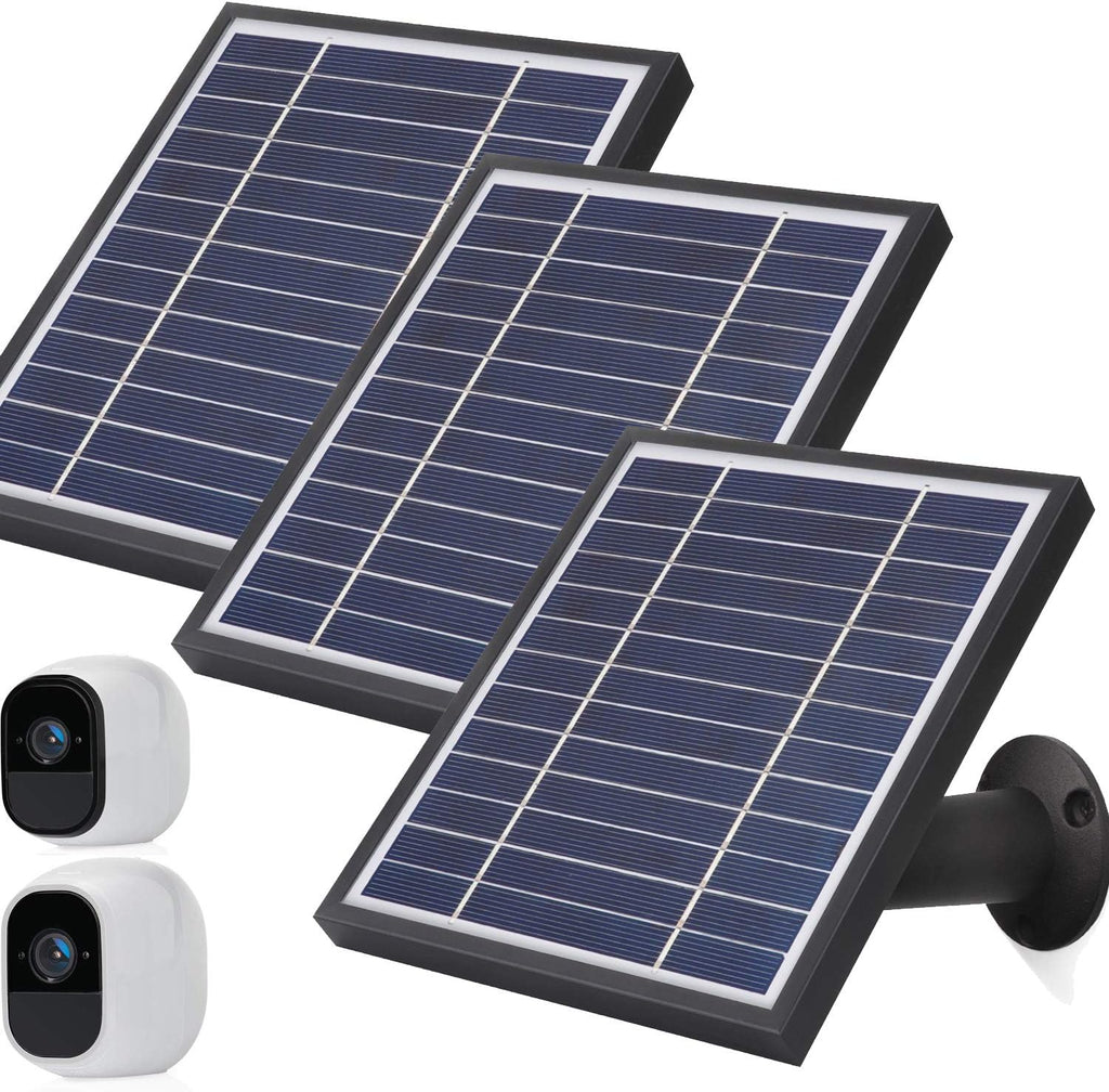 Solar Panel for Arlo Pro and Arlo Pro2 Camera, 11.8feet Power Cable, Adjustable Mount, 3 Pack, Silver B595134