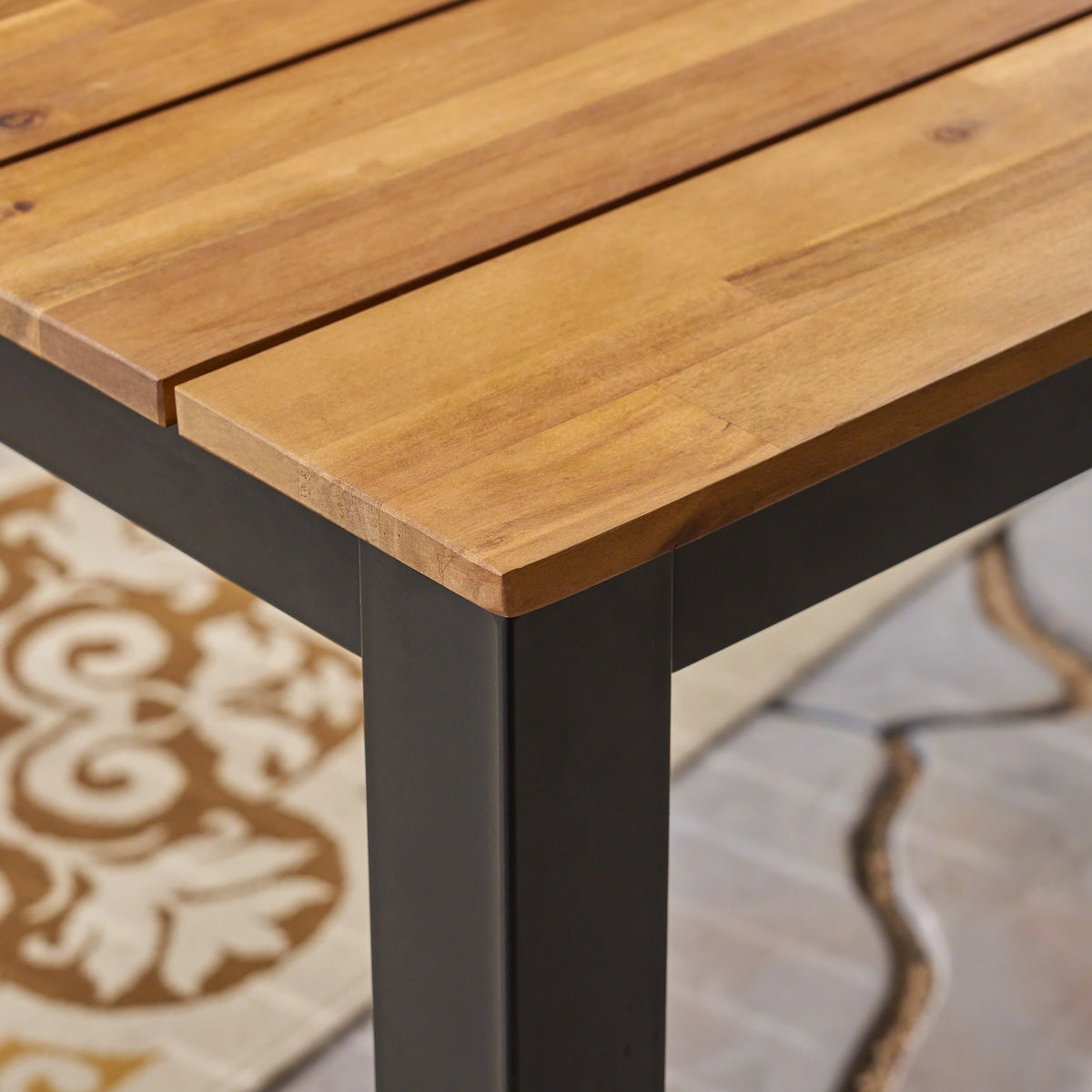 71" Wood Top Patio Dining Table W88557