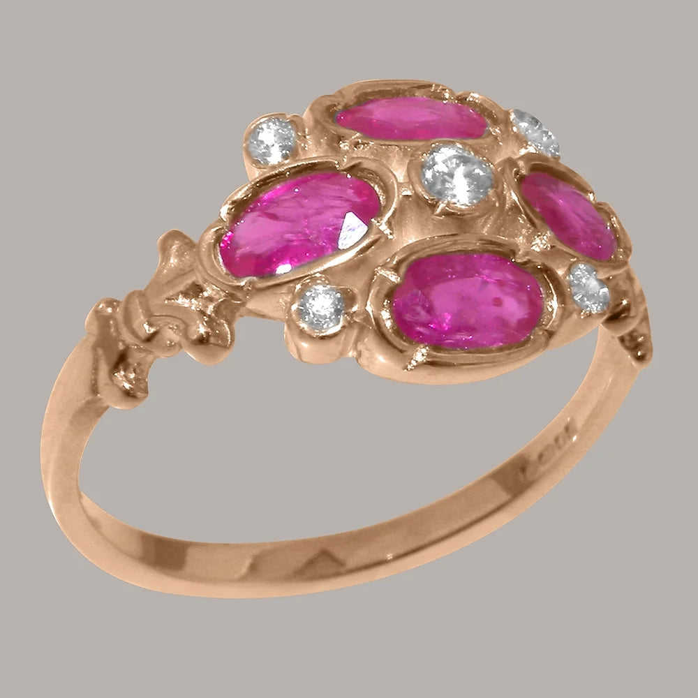 9k Rose Gold Ring with Natural Diamond & Ruby D997603