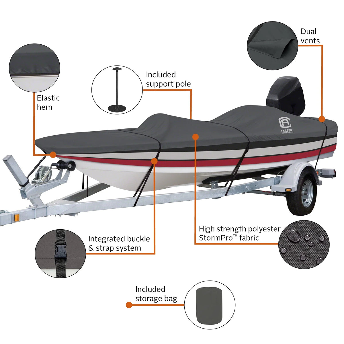 Heavy-Duty Boat Cover 12 Ft. - 14 Ft. Long x 68 In. Wide C116