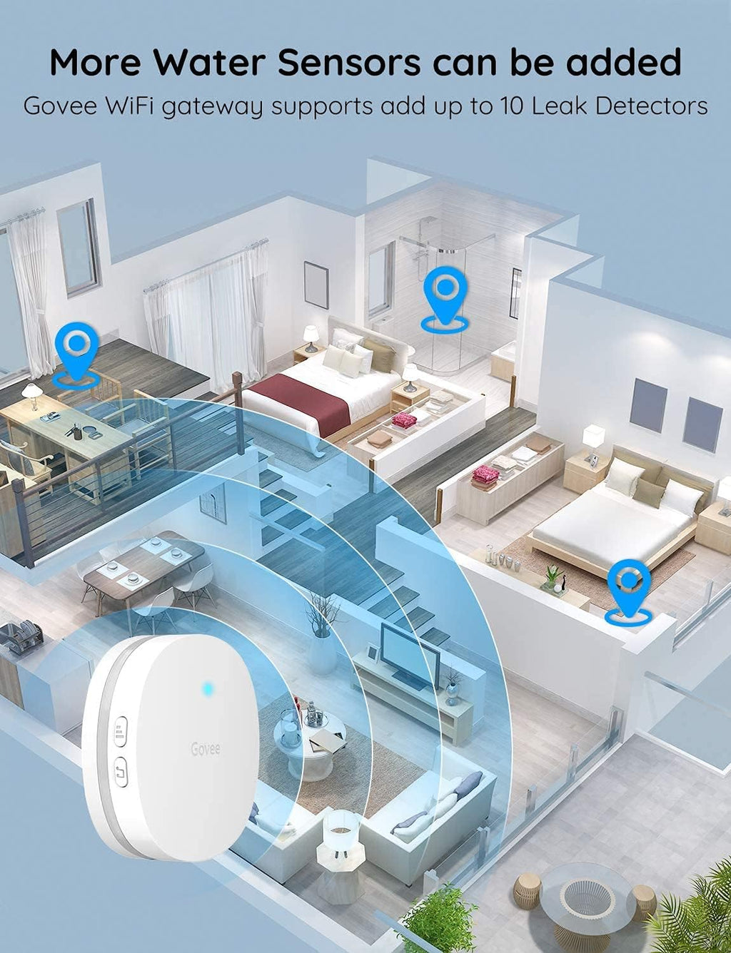 WiFi Water Sensor 2 Pack, 100dB Adjustable Alarm C121