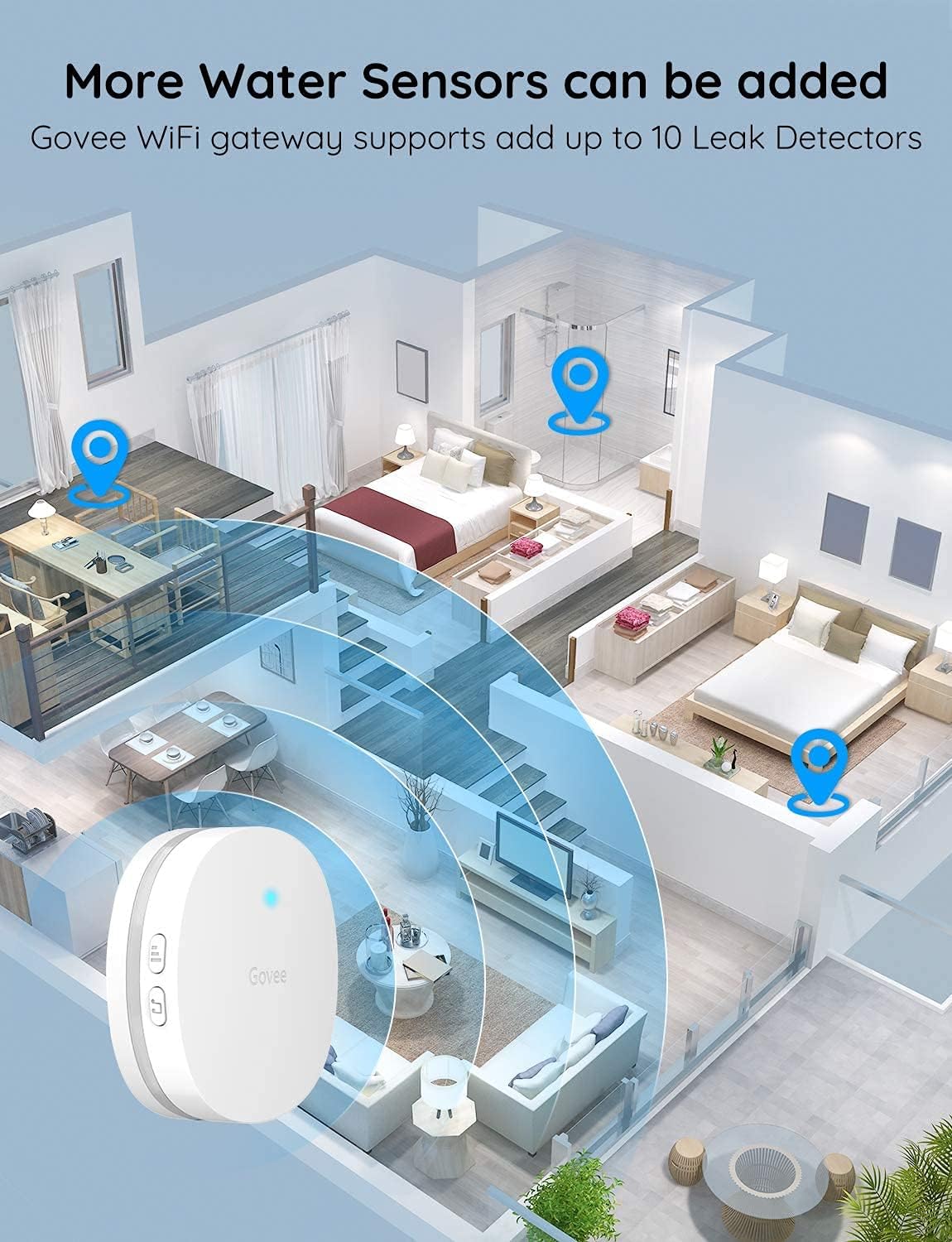WiFi Water Sensor 2 Pack, 100dB Adjustable Alarm C121