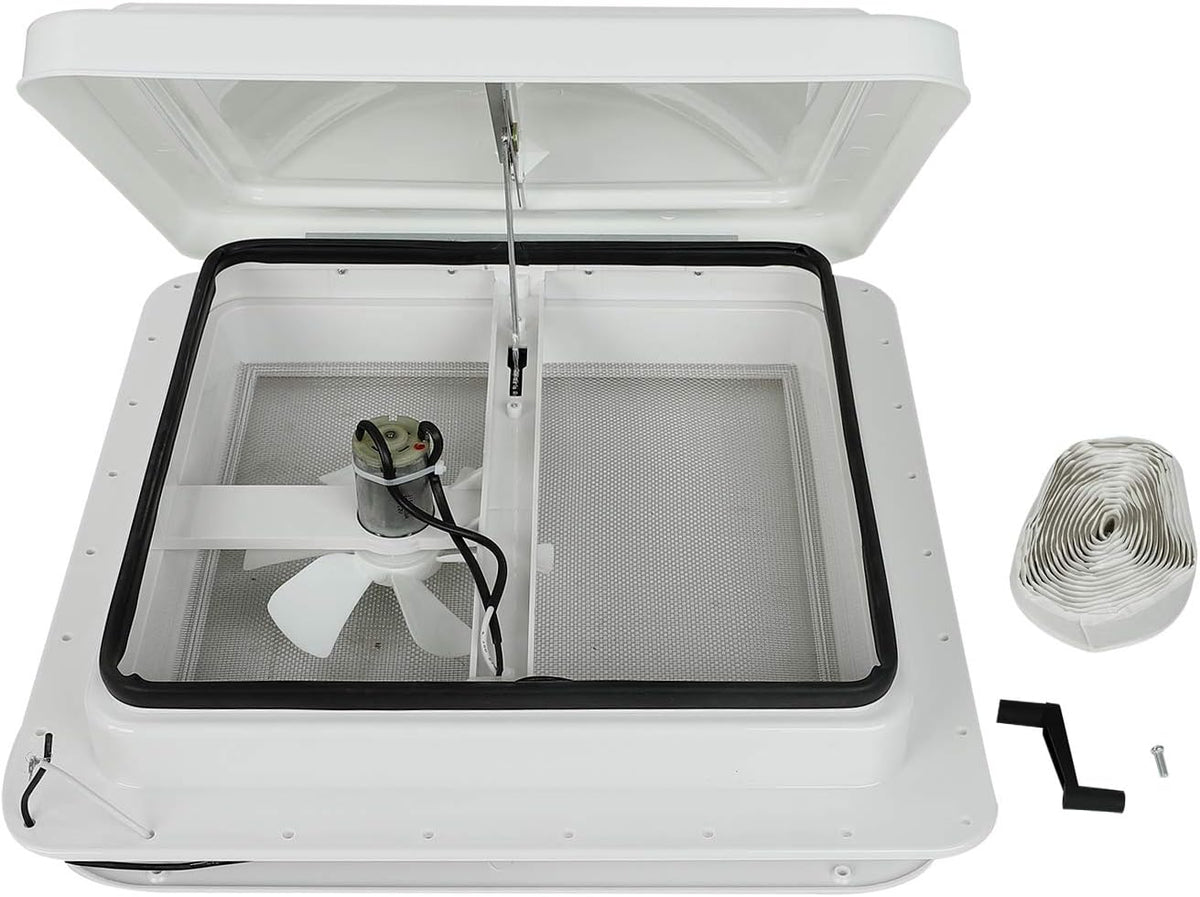 14 RV Roof Vent with 12V Fan White Lid N8554
