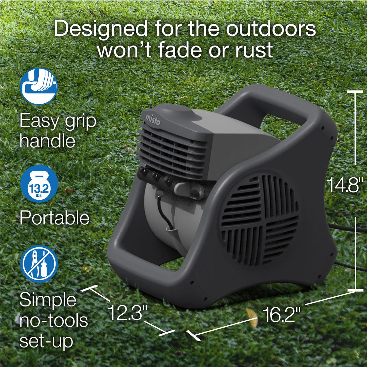 15" Outdoor Misting Fan with 3 Speeds, Black R8451