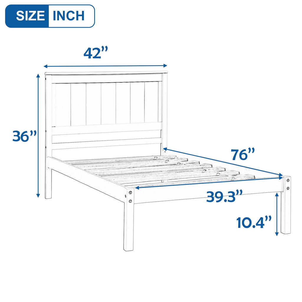 Twin Size Wood Platform Bed Frame with Headboard S481