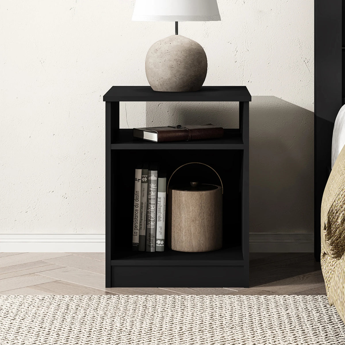 White Open Shelf Nightstand X3504