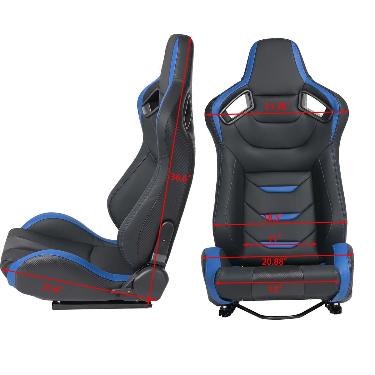 2PCS Universal PVC Leather Racing Seats with Dual Lock Sliders L687603