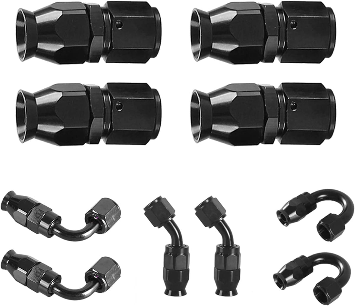 6AN PTFE E85 Braided Fuel Line Fitting Kit 10FT Transmission Oil Cooler Line Black Pack of 2 A2475