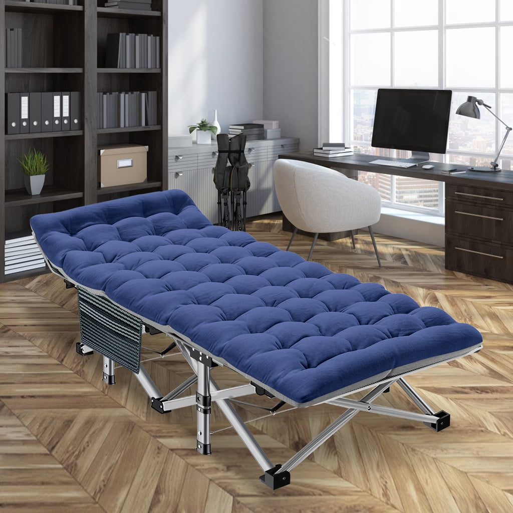 Folding Camping Bed with Mattress & Carry Bag, Heavy Duty Sleeping Cot with 4D Pillow A551463