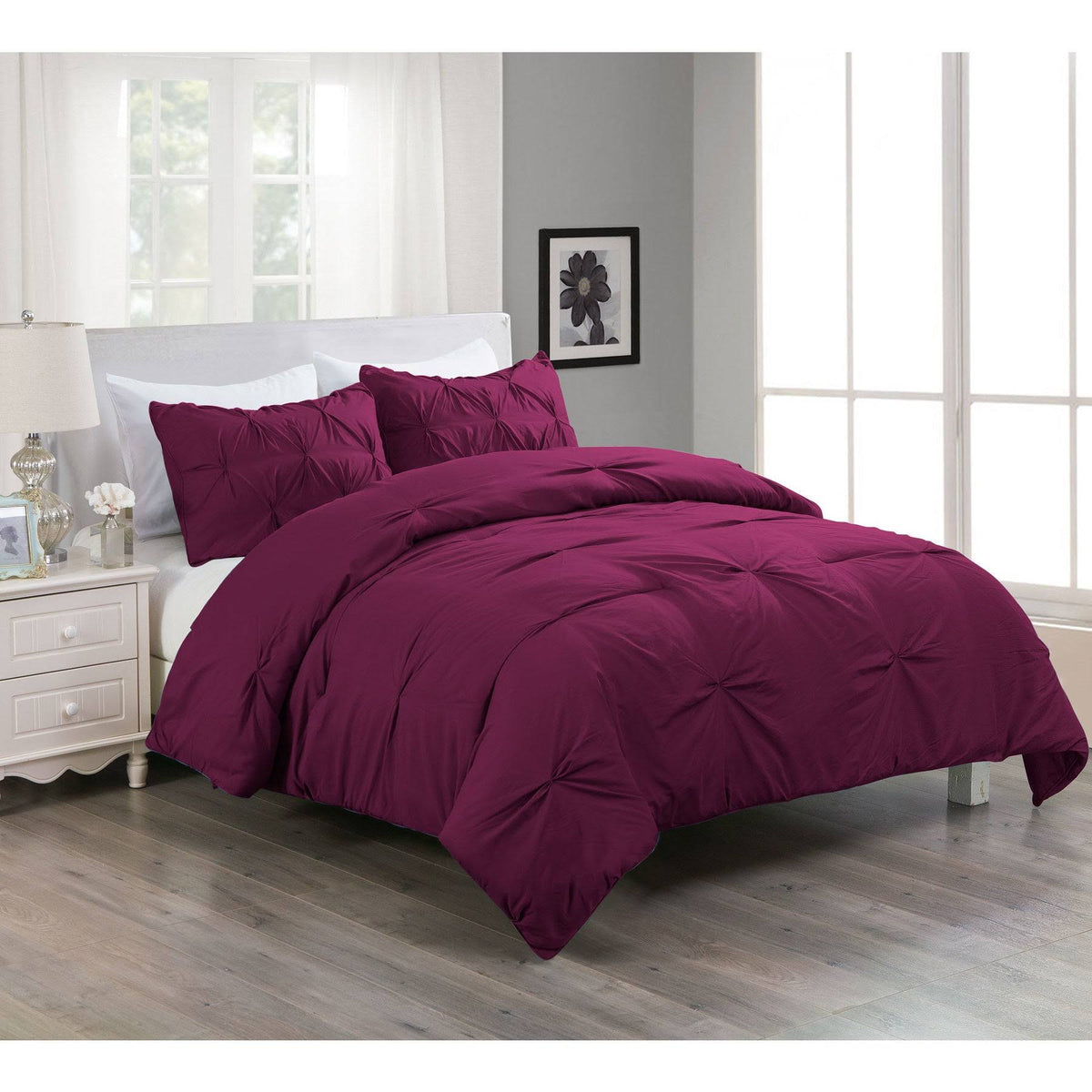 Purple Twin 2 Piece Pintuck Comforter Mini Set B313