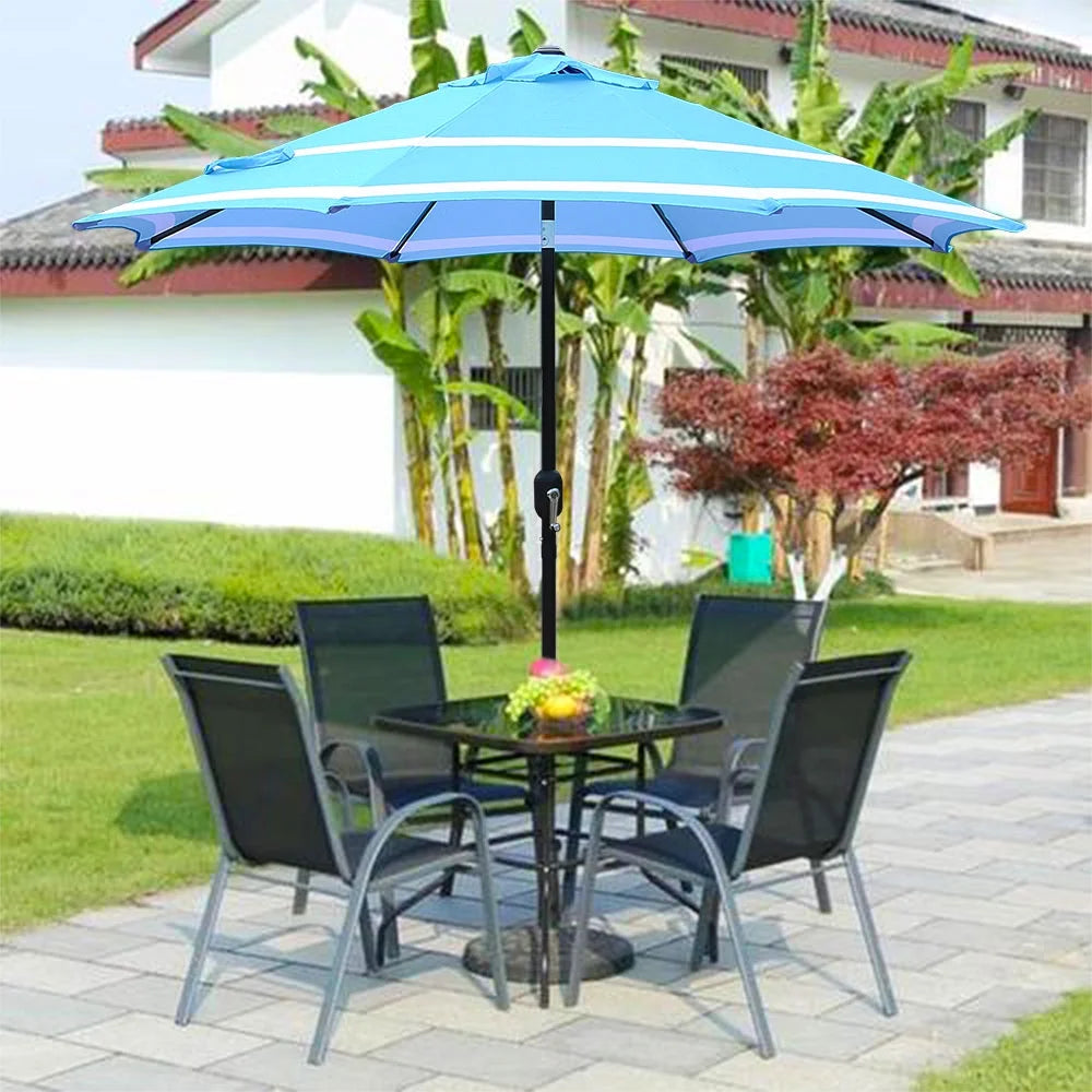 9FT Aqua & White Stripe Umbrella B471