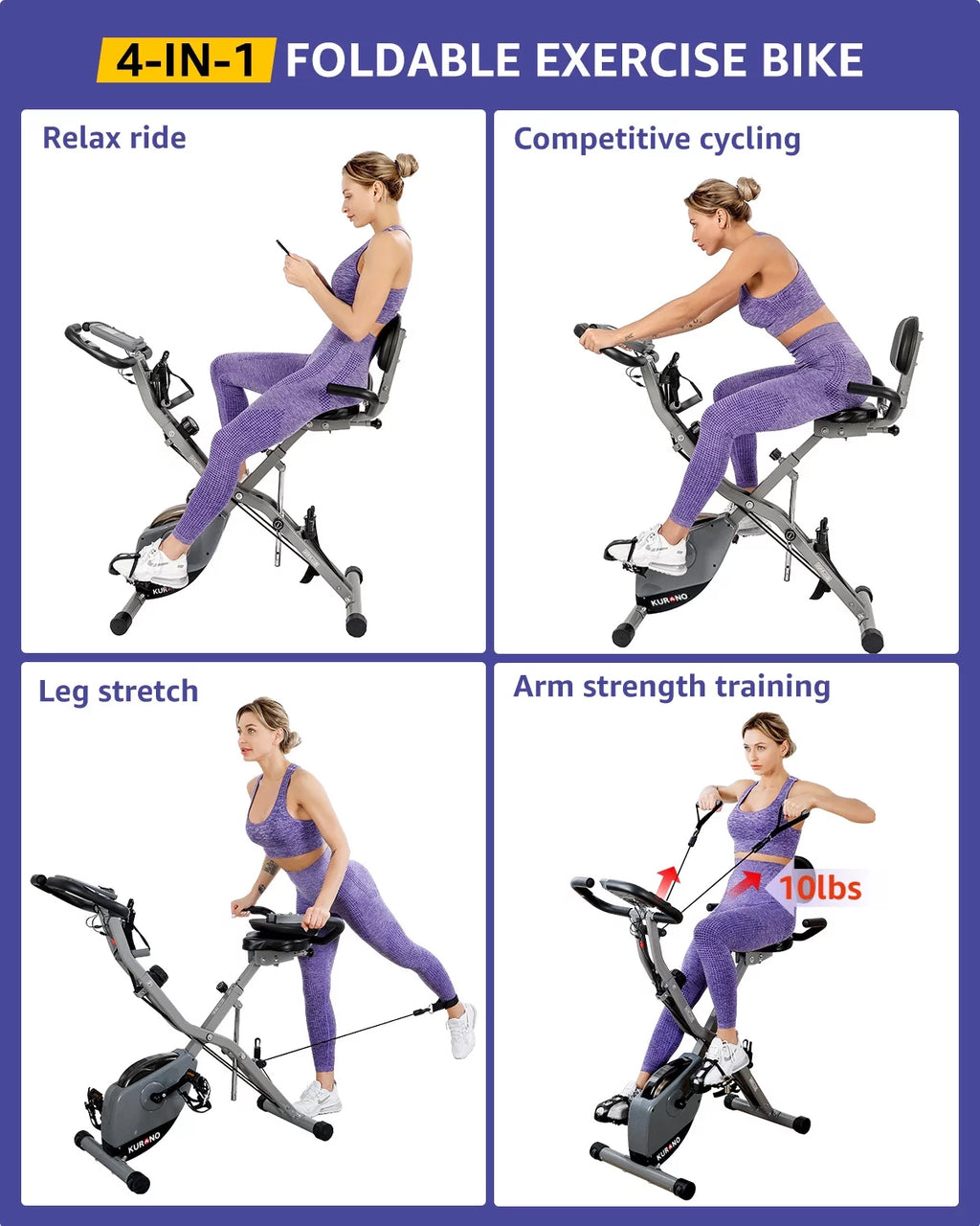 Folding Indoor Cycling Bike 330LB Capacity Magnetic Resistance G3176