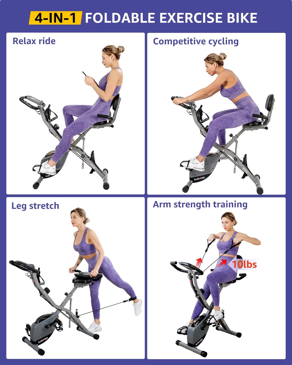 Folding Indoor Cycling Bike 330LB Capacity Magnetic Resistance G3176