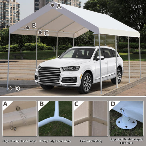 10x20 ft Heavy Duty Carport Car Canopy with Removable Sidewalls and Doors G4467