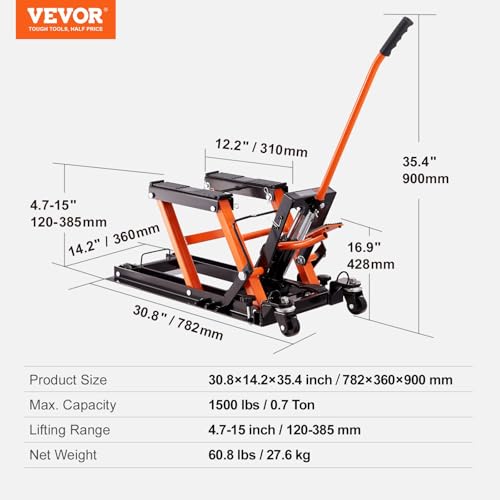 1500 LBS Hydraulic Scissor Motorcycle Jack Stand with 4 Wheels L9343