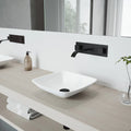 Hyacinth Matte Stone Vessel Bathroom Sink Set with Wall Mount Faucet in Matte Black V3797