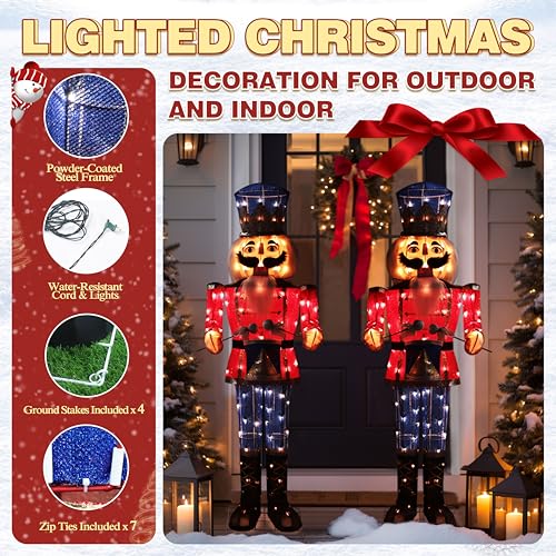 5FT Outdoor Lighted Nutcracker Christmas Decoration with Drum V9276