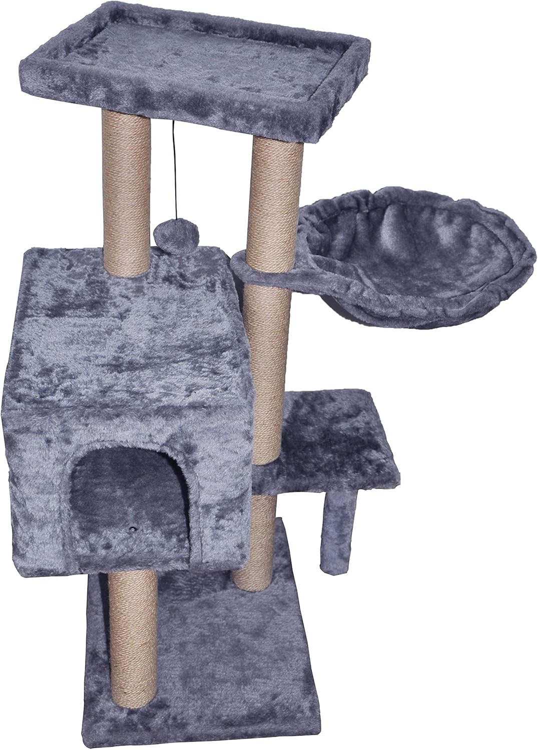 Grey Cat Tree with Scratching Toy and Ball Activity Centre U63043