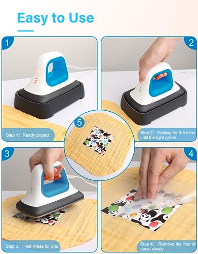 Mini Heat Press 7"x 3.8" Hand held Iron Press (Blue) G735602
