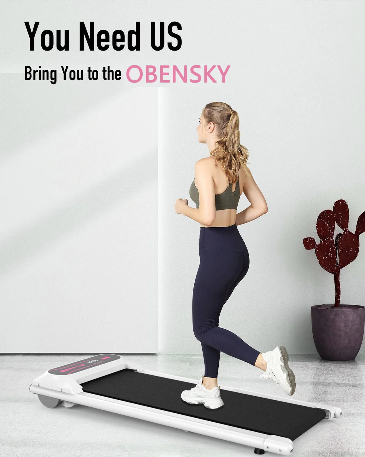 Pink 2.25HP Portable Walking Pad Treadmill N96393