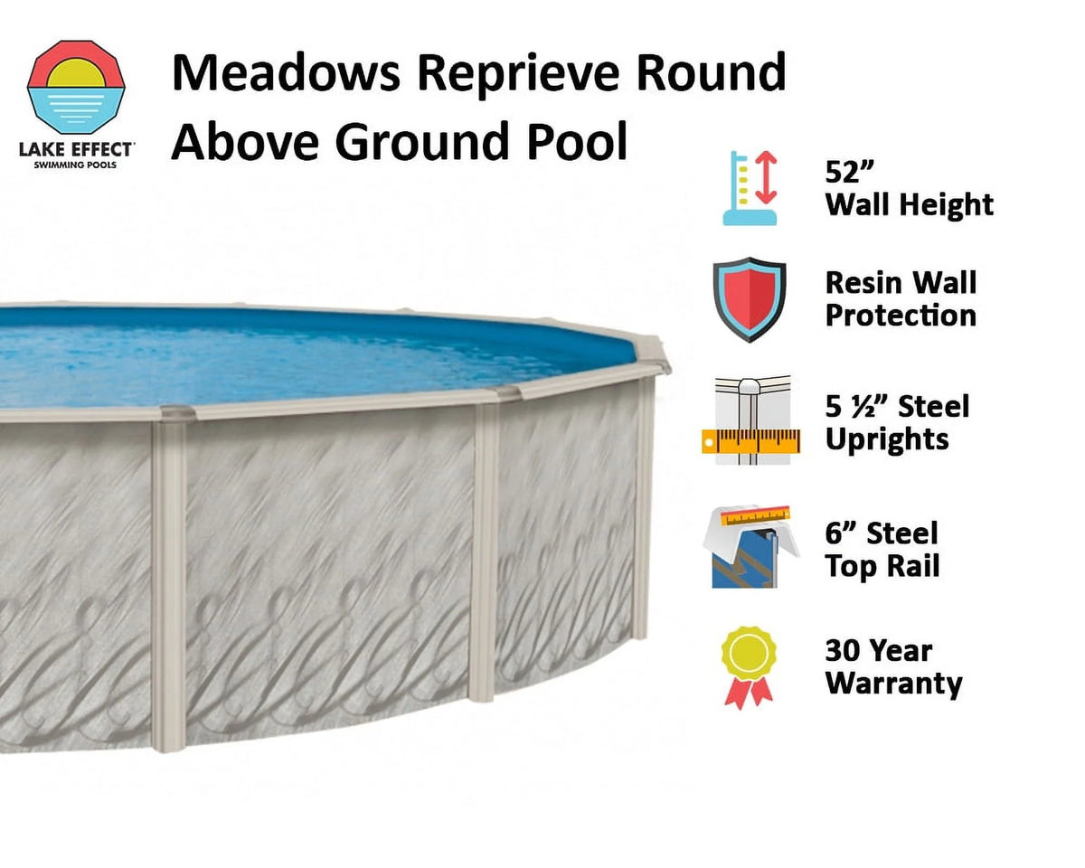 12' Round 52" Wall Above-Ground Swimming Pool with Full Start-Up Kit R23580