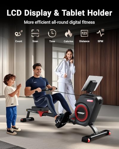 Magnetic Rowing Machine with Bluetooth, 350 LB Weight Capacity C880
